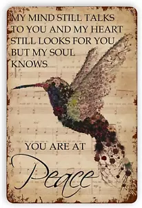 Letrero de hojalata de metal colibrí You Are at Peace retro vintage pájaro decoración de pared hogar B - Imagen 1 de 12