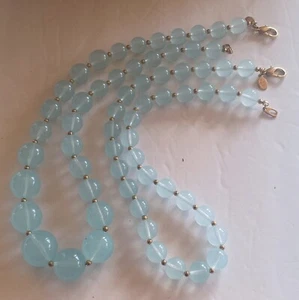 Joan Rivers Aqua Blau 2er Set Acryl Perlen Halsketten 20” & 18” - Bild 1 von 8