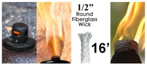Lampada a cherosene stoppino rotondo in fibra di vetro 16 piedi 1/2" tiki torcia bottiglia candela olio USA - Foto 1 di 10