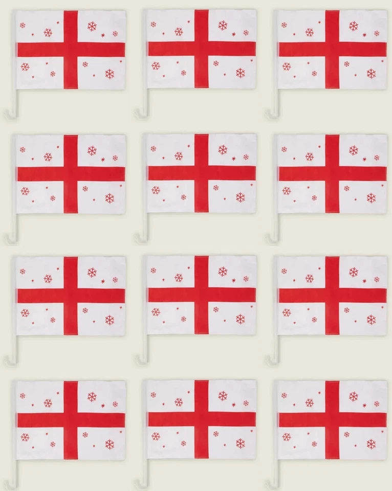 12x England Car Flags With Sparkle / Snowflake Design - 45cm x 30cm  George Home - Image 1 of 3