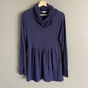 Thyme Maternity Womens Blue Cowl Neck Peplum Longsleeve Shirt Size XS - Foto 1 di 6