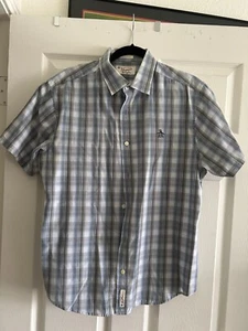Camisa de manga corta Penguin Munsingwear para hombre calce clásico grande, gris azul blanco - Imagen 1 de 6