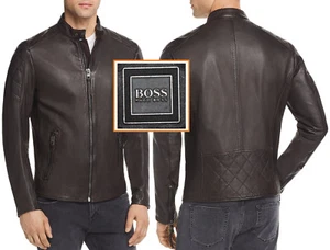 NWT Hugo Boss Orange Label Slim Fit Sheepskin Leather Moto Jacket Size M - Picture 1 of 12