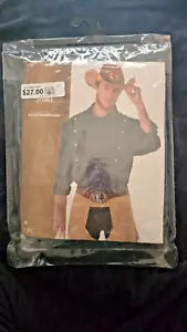 Cowboy Shirt Blue Western Outlaw Fancy Dress Halloween Adult Costume Accessory - Picture 1 of 2