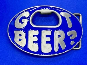 Got Beer Neuheit blau emailliert lustig Bar Pick Up Gürtelschnalle mit Flaschenöffner - Bild 1 von 16