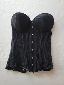 Daisy Lavish Black Corset Tie Up And Hook & Eye Size M Corset - Picture 1 of 8
