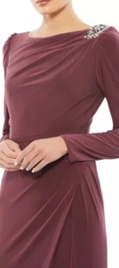 Mac Duggal Formal Embellished Beaded Sleeve Long Gown Burgundy, Maroon Size 6 - Picture 1 of 8