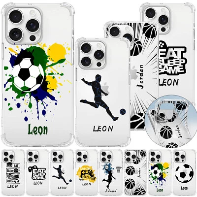 Personalized Boys Football TPU Phone Case Cover For iPhone 16e 16 15 14 Pro Max - Image 1 of 4