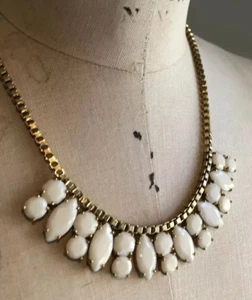 Kate Spade New York Cream Statement  Necklace Gold Box Chain - Picture 1 of 8