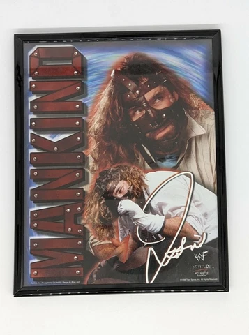 Vintage WWF Attitude Era Mankind framed picture, 1998 Titan Sports Mick Foley Cover