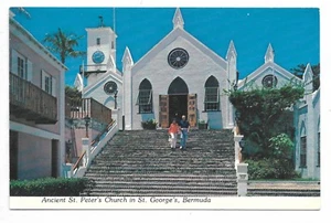 St. George`s Bermuda Postcard Ancient St. Peter's Church Chrome Unused  - Bild 1 von 2
