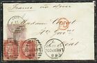 1867 Pair 1D Red Pb-Pc 6D Lilac Pl 5 Hl Liverpool Duplex To France Red Pd Fine