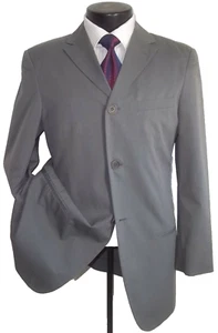 & Emporio Armani Solid Gray 3 Buttons Cotton & Silk Blend Jacket, Coat 40 S - Picture 1 of 8