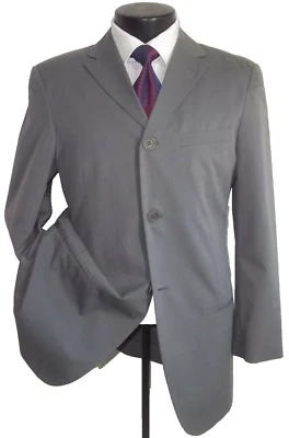 @* Emporio Armani Solid Gray 3Button Cotton&Silk Blend Jacket Coat 40S - Image 1 of 4