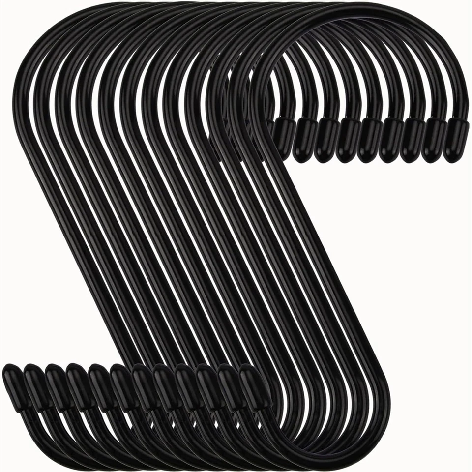 12 Pack 6 Inch Heavy Duty S Hooks, Large S Hooks for Hanging Plants, Vinyl Coate - Image 1 of 4