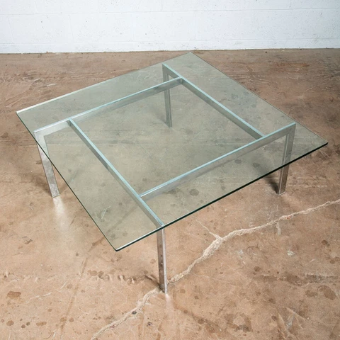 Mid Century Modern Coffee Table Square Large Chrome Glass Fritz Hansen Style Mcm Cover