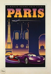 Disney Store Exclusive Lithograph Cars World Grand Prix Event Paris 10x14" 2011 - Picture 1 of 1