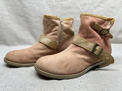 Bota Sundance Ankle Harness Moto Lite couro rosa feita na Itália tamanho 39/8 - Imagem 1 de 4