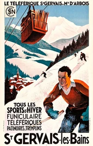 St Gervais Les Bains Mediteranee Rail Line 1930 Travel Poster A1 Canvas Print - Picture 1 of 1