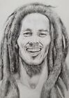 Bob Marley drawing, Graphite and charcoal pencil, A4, Framed, Carboard, Realism