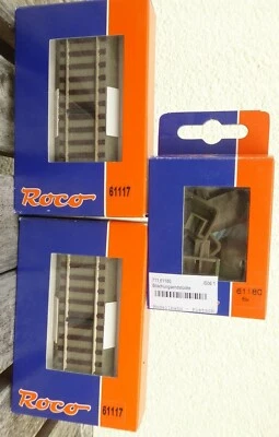 Roco 61117+ Roco 61180 H0 2 X Switch Track G100 Straight 100mm Unused Geoline - Image 1 of 3