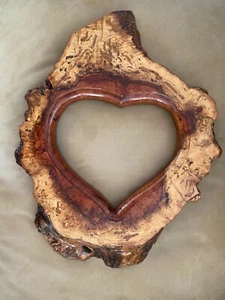 Live Edge Heart Shaped Picture Frame Exotic Afzelia Wood burl wedding gift - Picture 1 of 6