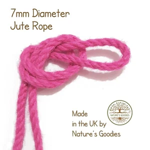 Hot Pink Colour 1m x 7mm Thick Coloured Jute Rope for Arts Crafts Ropework - Picture 1 of 7