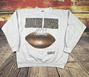 Sudadera de fútbol americano de colección Notre Dame para hombre XL suéter firmado por Ron Powlus años 90 EE. UU. TNT - Imagen 1 de 8