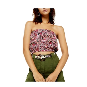 NWT TopShop Crop Floral Bandeau Top Women's 4 Pink Red Crop Top Strapless - Picture 1 of 14