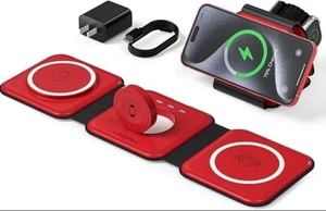 UCOMX Nano 3 in 1 Wireless Charger, iPhone, Foldable 3 in 1, W-312 - RED, Sealed - Picture 1 of 9