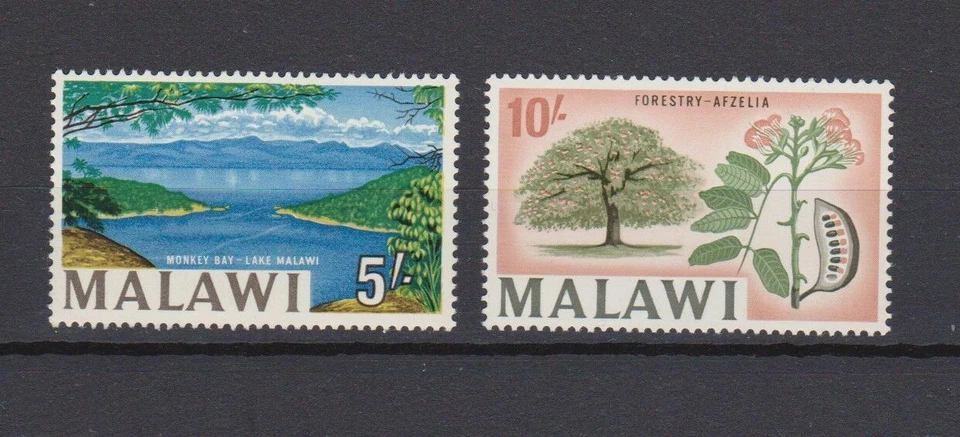 s16467) MALAWI POSTFRISCH ** 1964 def. 2 hohe Werte 5/ + 10/