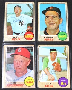 (4) 1968 Topps Baseball signierte Karten Lot - Auto - Gaylord Perry Red Schoendienst - Bild 1 von 3