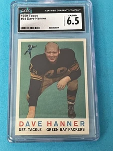 1959 Topps Fútbol #64 Dave Hanner Green Bay Packers Calificado CGC 6,5 EX-MT - Imagen 1 de 8