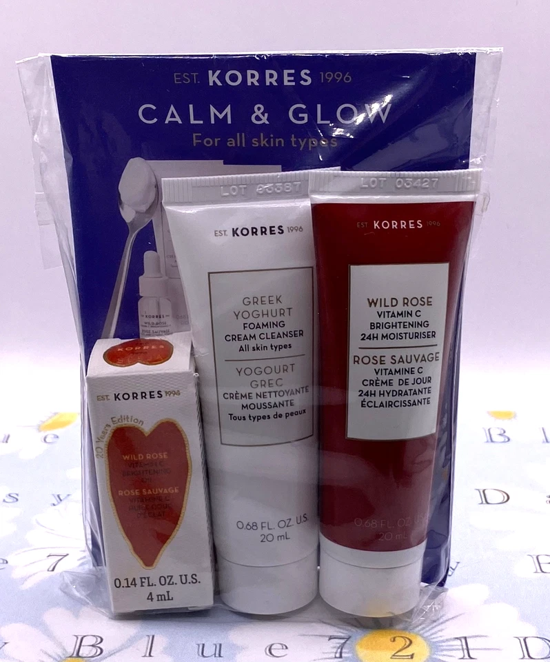 Korres Greek Yoghurt Foaming Cleanser & Wild Rose Moisturizer & Oil Lot of 3 - Image 1 of 4