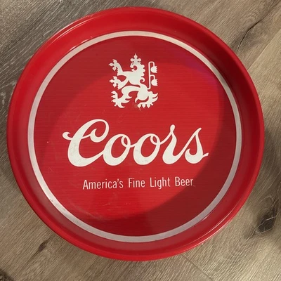 Vintage Coors Serving Tray Red 13" Round Metal America's Fine Light Beer 1970’s - Image 1 of 4
