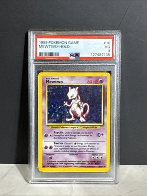 Pokémon TCG Mewtwo Holo Card 010/102 Base Set Rare PSA 3 VG - Image 1 of 2
