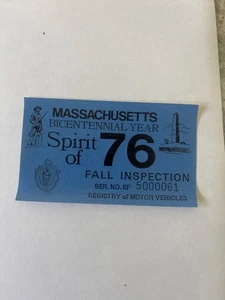 Pegatina de inspección de caídas Massachusetts Mass MA 1976 sin emitir nueva de Lote Antiguo - Imagen 1 de 2