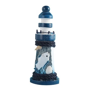 Wood Lighthouse Statue Sculpture Creative Collectible Tabletop Ornament for - Picture 1 of 5