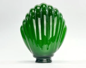 Vintage Emerald Green Shell Pattern Cased Glass Lamp Shade Art Deco 2.25” Fitter - Picture 1 of 20