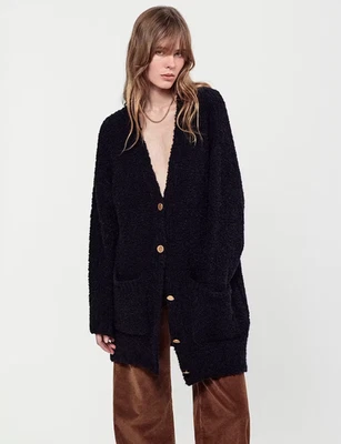 NEW Frame Navy Boyfriend Oversized Boucle Cardigan Sweater Sz XS NWT $648 - Image 1 of 4