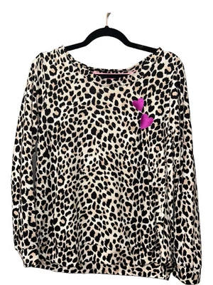 BETSEY JOHNSON Pajamas PJ Intimates brown black leopard animal print TOP SHIRT M - Image 1 of 4