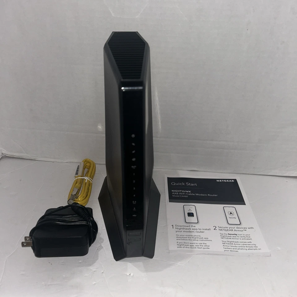Netgear Nighthawk AX8 AX6000 WiFi Cable Modem Router CAX80 W/power supply - image 1 of 4