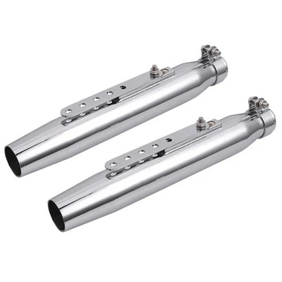2Pcs Universal Motorcycle Exhaust Pipe Muffler For Cafe Racer Bobber Chopper - Image 1 of 4
