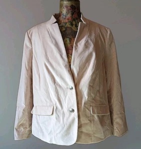 NW0T TALBOTS Blush Beige Aberdeen Velvet Blazer Preppy Jacket 100% Cotton 16 - Picture 1 of 7