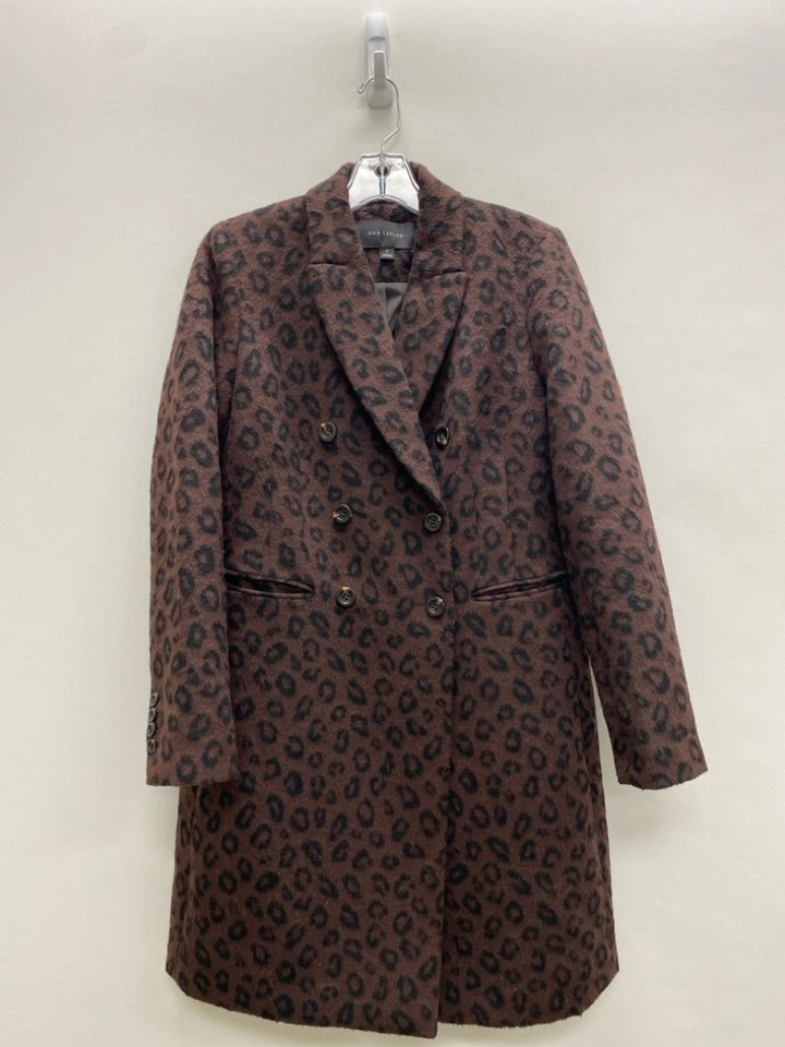 Abrigo de mujer Ann Taylor talla XS marrón negro estampado animal doble botonadura Foto 1 de 1