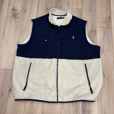 Polo Ralph Lauren Vest Mens 4XL Tall Sherpa Fleece Zip Pockets Outdoor Layering - Image 1 of 4