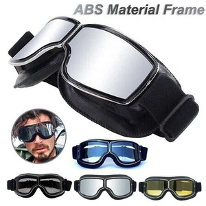 Motorcycle Windproof Goggles Retro Vintage Motorbike Glasses Bike Eyewear - Picture 1 of 17