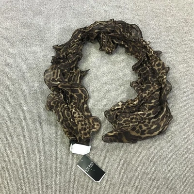 Lauren Ralph Lauren Scarf Womens One Size Brown Leopard Ruffle Sheer Viscose - Image 1 of 4