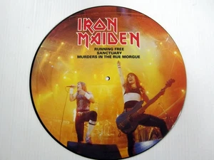 IRON MAIDEN Running Free 12" Picture DISC Three songs Live after Death VG++ - Picture 1 of 2