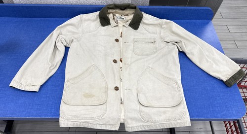 VETEMENTS Vintage anni 80 LL Bean Freeport Maine USA uomo verde denim crema caccia *LEGGI